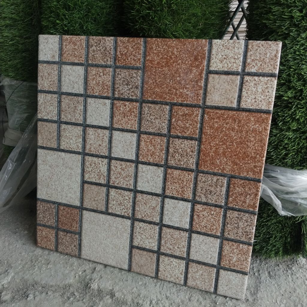 keramik 40x40 motif kotak coklat(matt) /keramik lantai/ keramik carpot/ keramik teras/ keramik motif