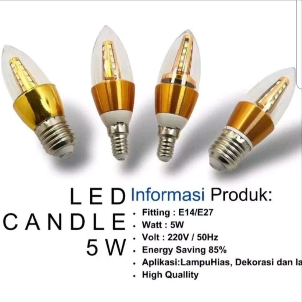 Lampu LED candle E14  & E27 emico 5 Watt 5w/ Lampu jantung E14  & E27 emico 5 watt