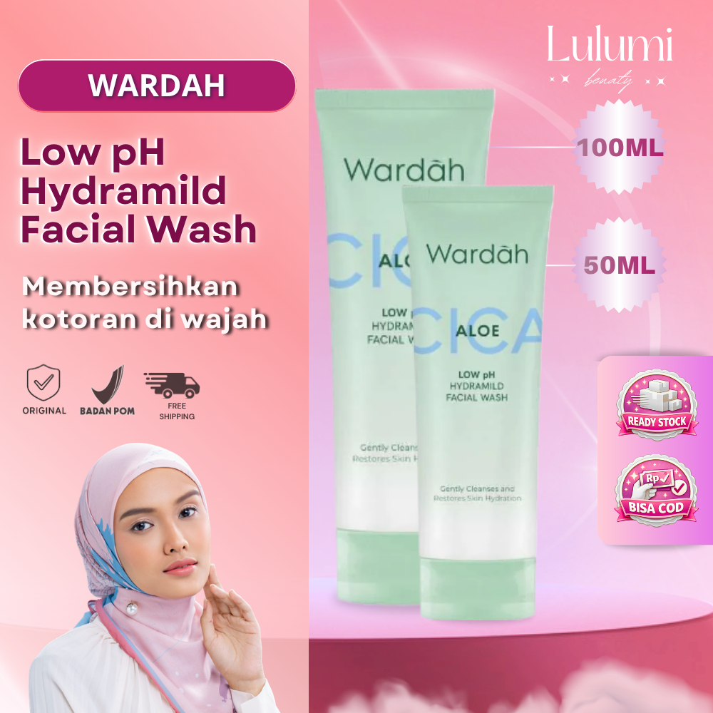WARDAH Aloe Cica Low pH Hydramild Facial Wash - Sabun Cuci Muka Membersihkan secara Lembut dan Mengh