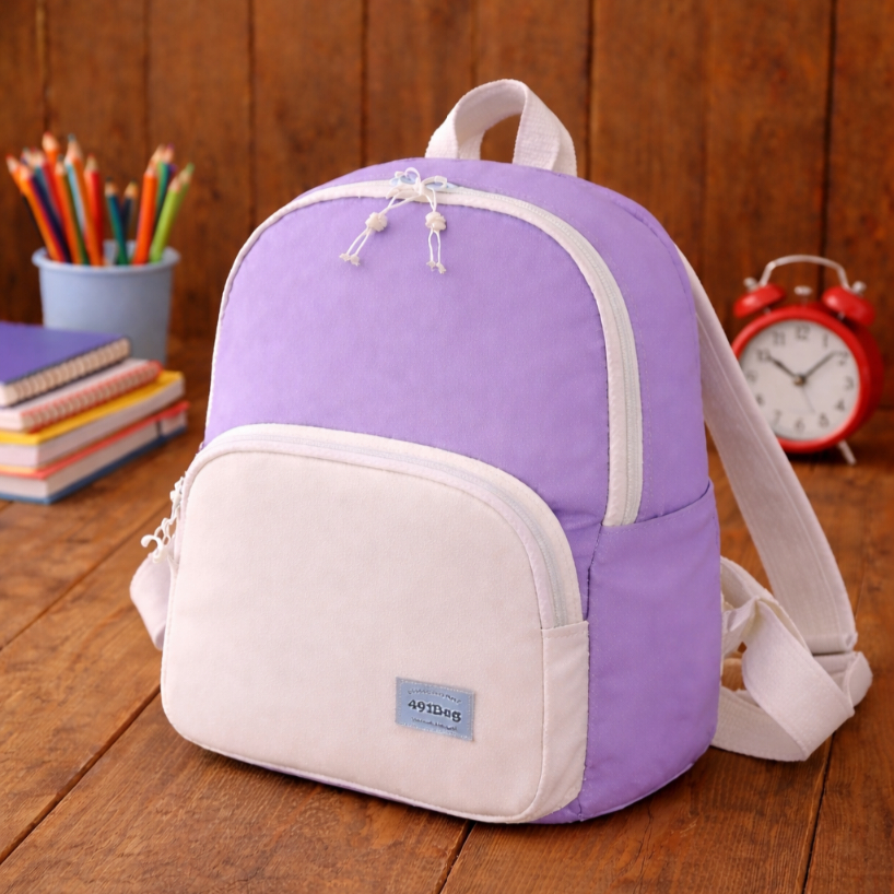 Tas Ransel Mini Korea Ungu Lavender - Backpack Mini Wanita Stylish Kekinian, Tas Ransel Sekolah Trav