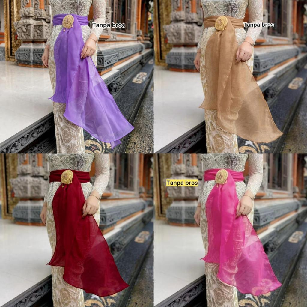 Selendang Cinderella Crystal Kaca Organza Mengkilap Obi Slendang Kebaya Bali Viral Organdi Silk Prem