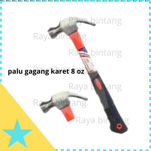 Palu Kambing 8 oz gagang karet baja magnet handle fiber cungkit paku kuat