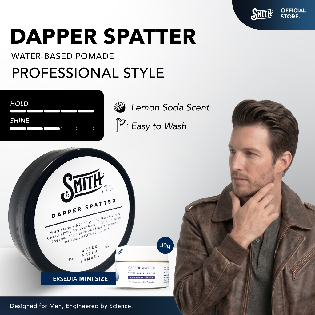 Smith Men Supply - Pomade Water Based Dapper Spatter 85gr | Pomade Rambut Pria | Minyak Rambut Pria 