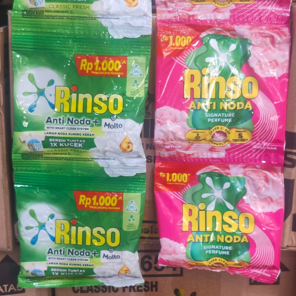 Rinso Molto Pink Bubuk 1000 [1dus 21 renceng 126 sachet] / Rinso Serbuk 1000 Perdus