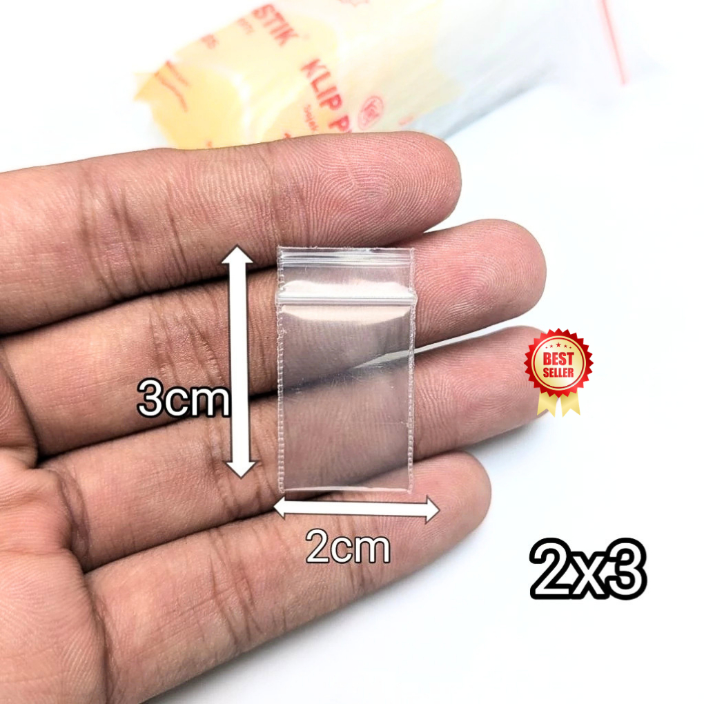 Plastik Klip Bening Ukuran Kecil 2x3.5 Isi 100 Lembar Tebal sekali - Plastik Klip Putih ukuran kecil