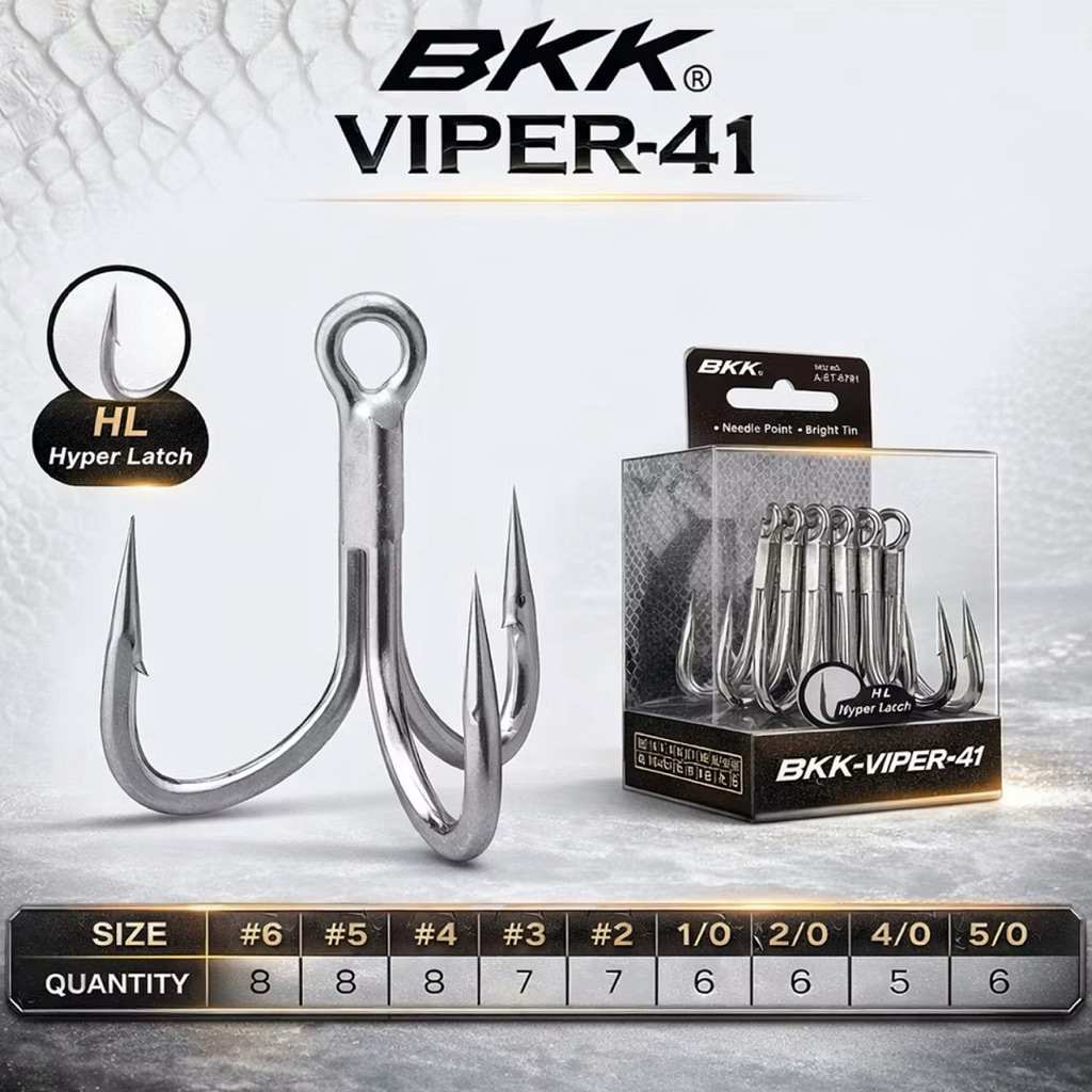 TREBLE HOOK BKK VIPER-41 | TREBLE HOOKS 4X STRONG