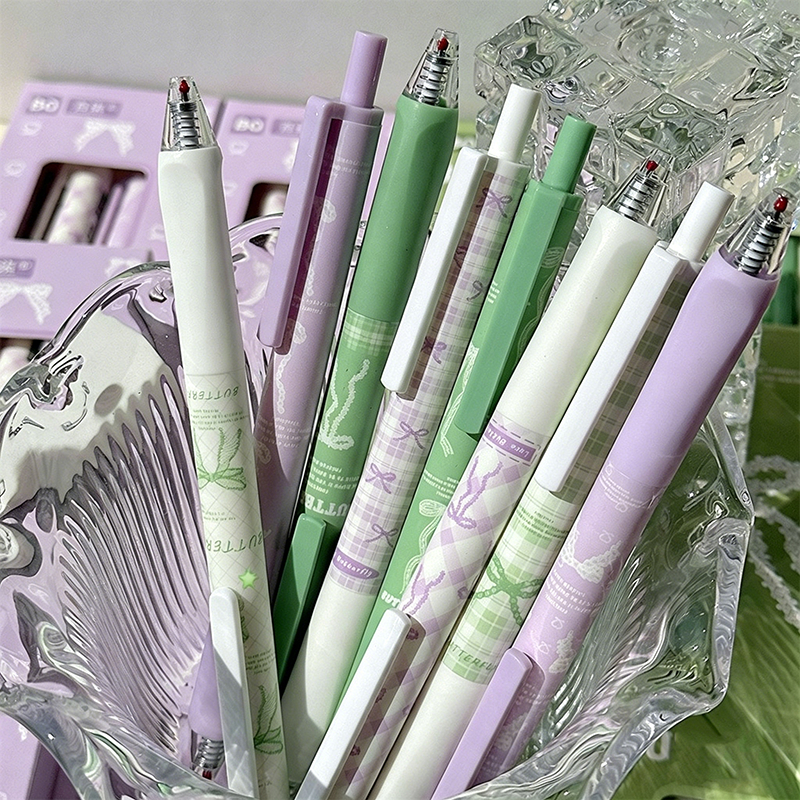 Gel Pen Pena Lucu 4pcs Pulpen Gel Aesthetic Korea Bolpoin Bulpen Tinta Hitam Retractable Alat Tulis 