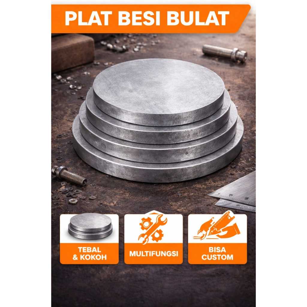 Besi Plat Bulat Tebal 50mm diameter 90mm 1 pcs