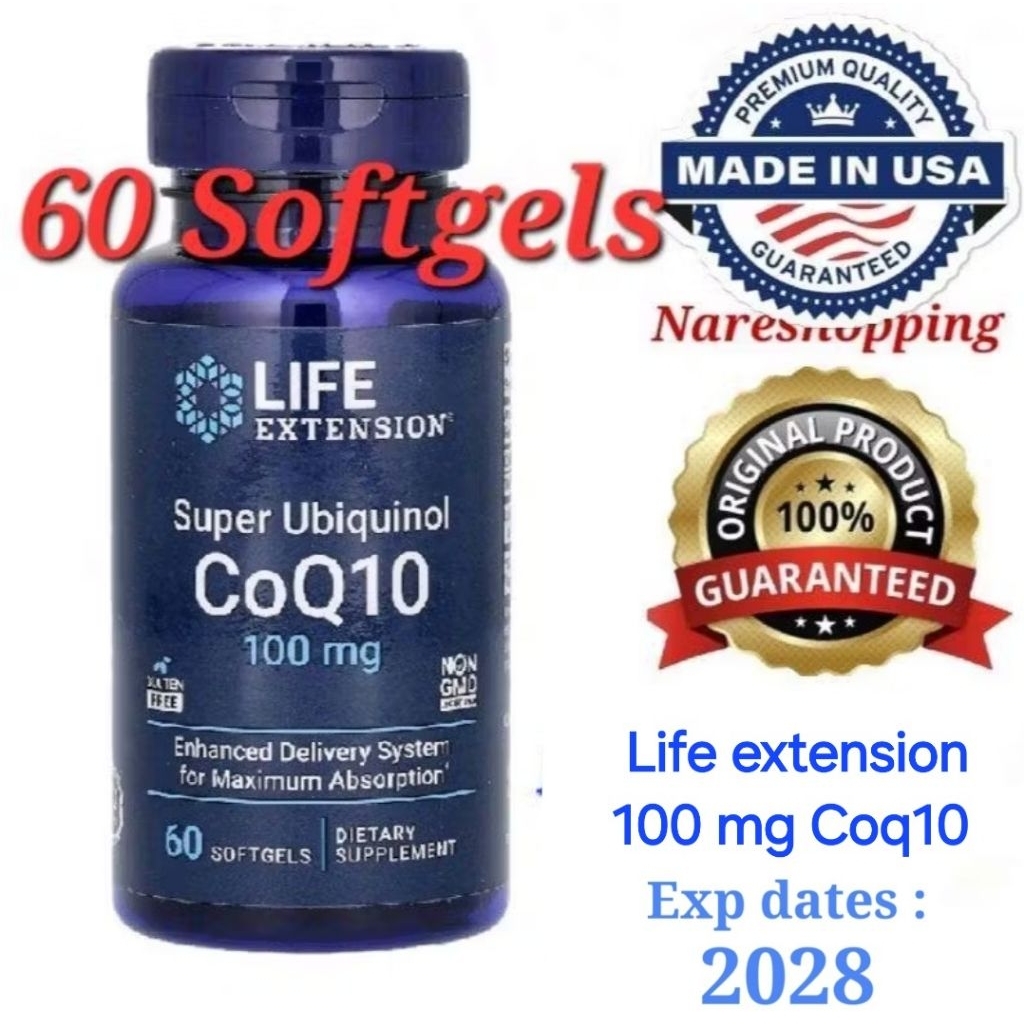 Life Extension Super Ubiquinol Coq10 100 mg 60 Softgels Kaneka Made with Quality Q+®, Kaneka Ubiquin