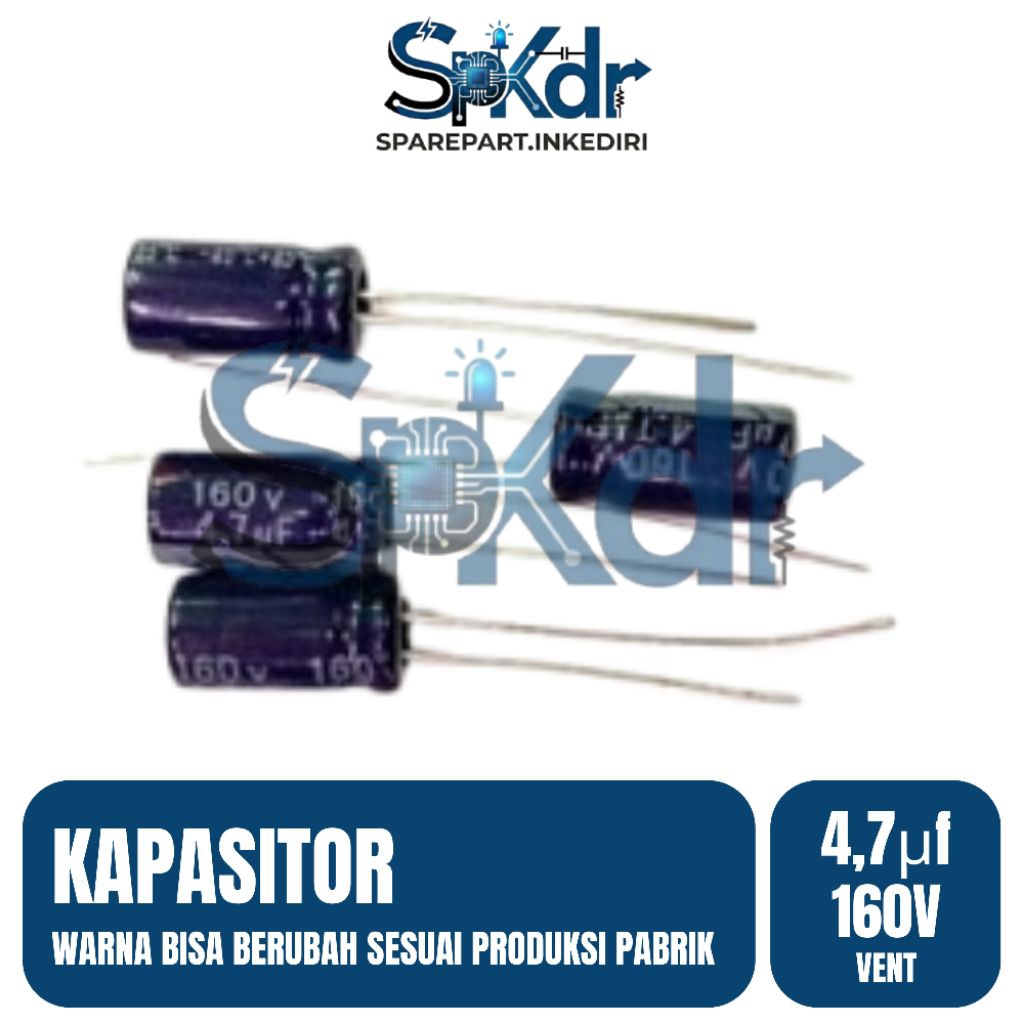 Kapasitor elco 4,7uf  100V , 160V , 350V , 400V