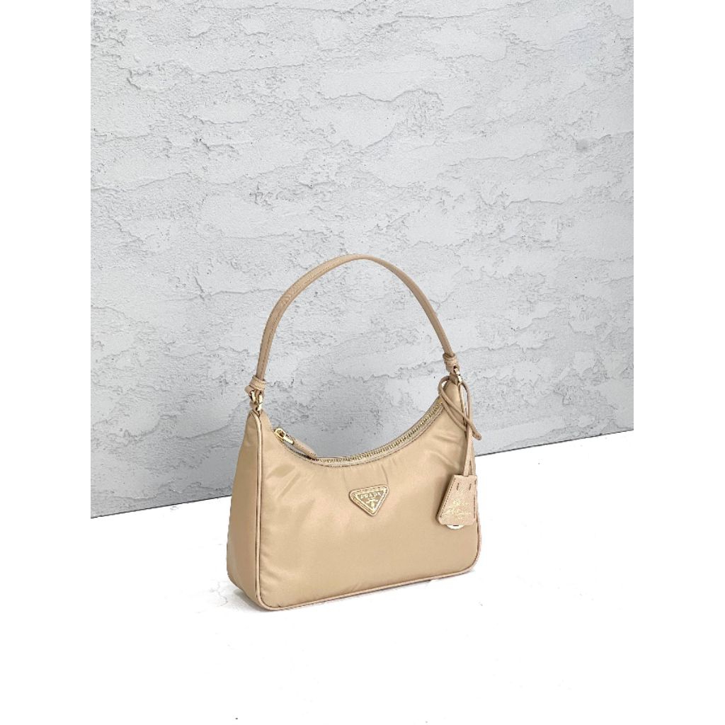 Prada Mini Re-edition 2005 Re-Nylon / Saffiano Camel GHW