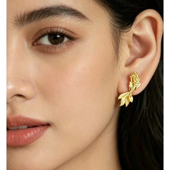 Anting emas untuk wanita Anting Emas Murah Premium - Motif Ikan Koi Elegan Elegan Nyaman Dipakai,