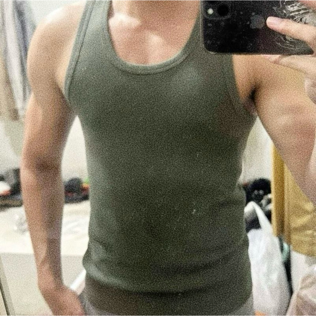 Uniql0 Rib Tanktop Pria Ori (Free Request)