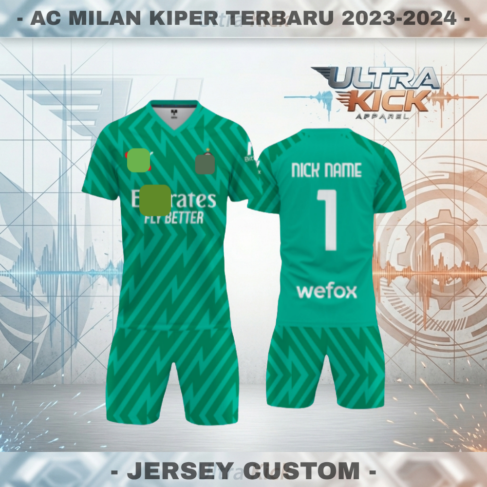 Baju Jersey Sepak Bola Custom AC Milan Kiper terbaru 2023-2024 Full Printing Free Custom Nama dan No