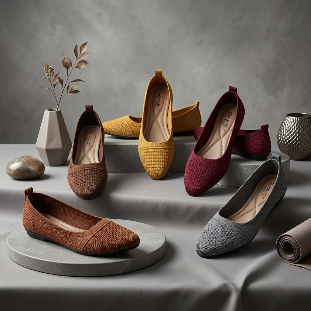 GRAVICI - SEPATU FLAT RAJUT WANITA TRENDY DO-25
