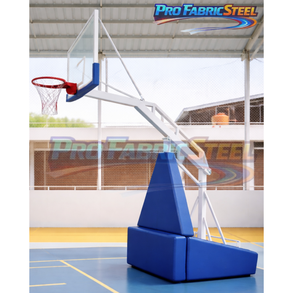 Ring Basket Portable Dewasa Standar FIBA – Tiang Basket Pindah Roda Papan Akrilik 10mm Besi Hollow