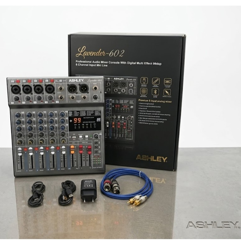 Mixer Audio Ashley Lavender 602 6 Channel | Digital Effect 99DSP | USB Bluetooth Recording Soundcard