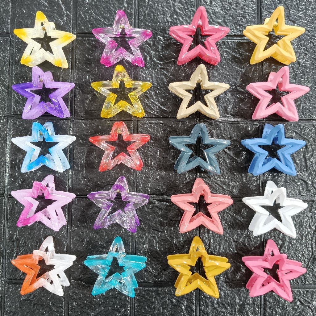 jepit rambut / jepitan salon rambut motif bintang ukuran 6 & 7 cm isi 12 pcs