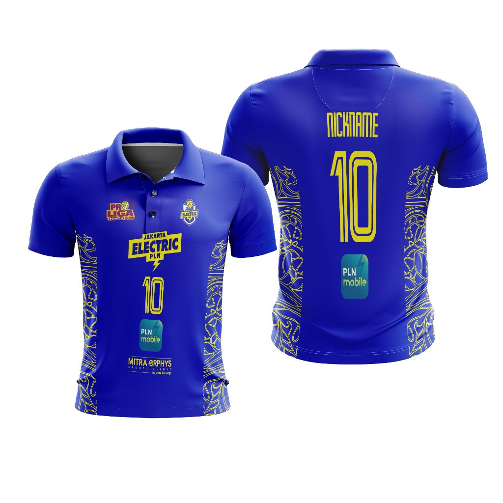 Baju Kaos Polo Wangki Dewasa ProLiga JAKARTA ELECTRIC PLN 2026 Voli Olahraga Volley Custom Full Prin