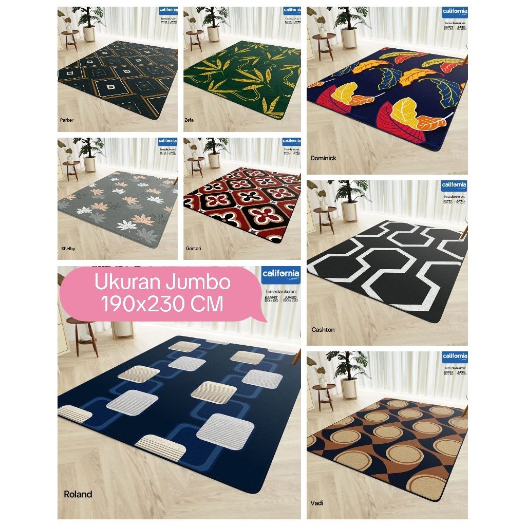 MURAH Karpet Lantai Malaysia California JUMBO Ukuran 190x230 cm Halus dan Lembut Kualitas Premium