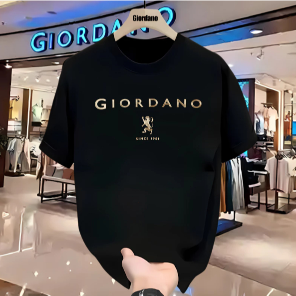 Giordano Short Sleeve Pria Original Cotton Print Kaos Santai Keren Tee