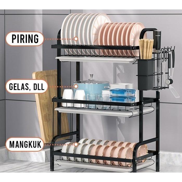 Rak Piring 3 Layer NARITA Dish Drainer 3 Layer Shenar Stainless