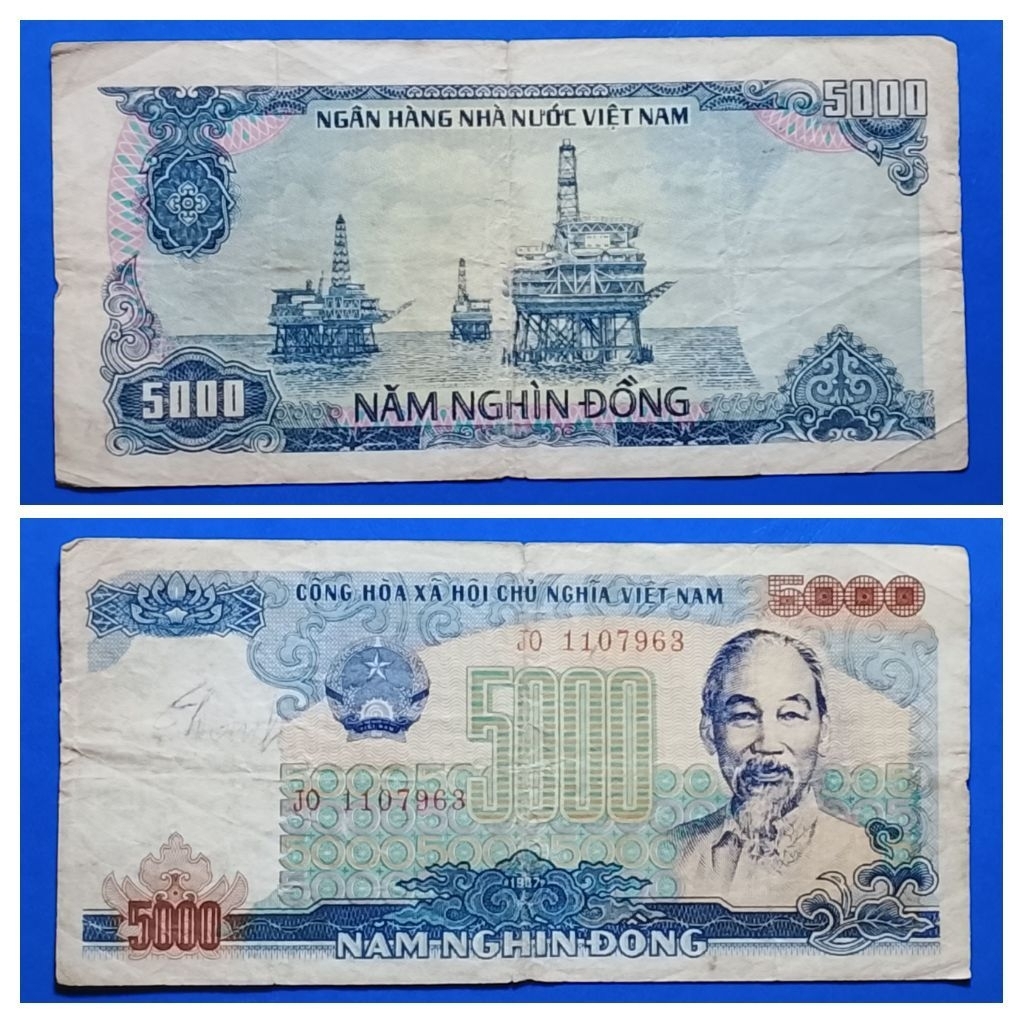 uang asing Vietnam 5000 dong tahun 1987 p3109