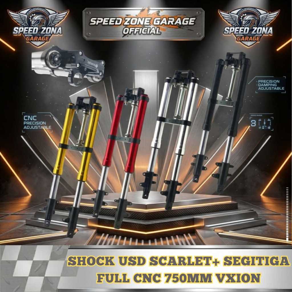 Scarlet Racing - Shock Upside Down Skok Depan USD + Segitiga CNC Vixion