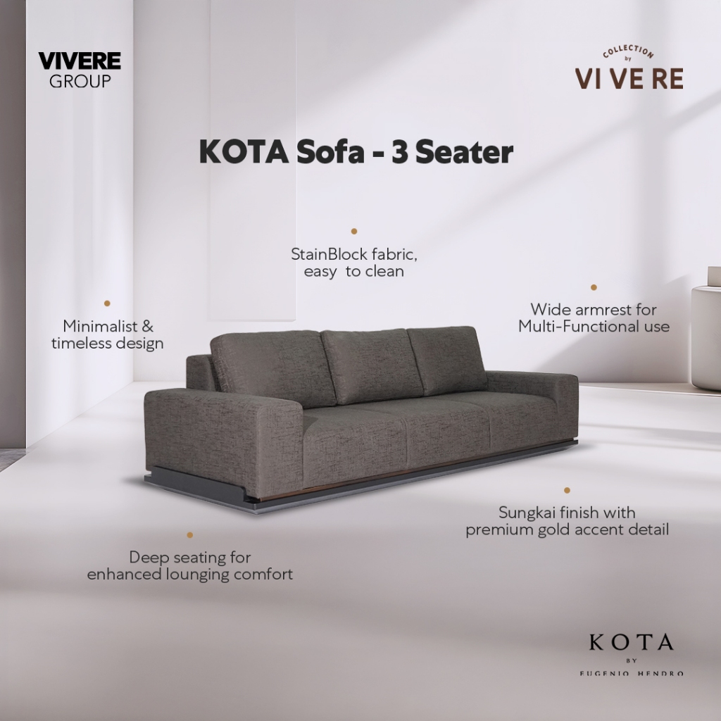 VIVERE Kota Sofa 3 Seater - Sofa Ruang Tamu