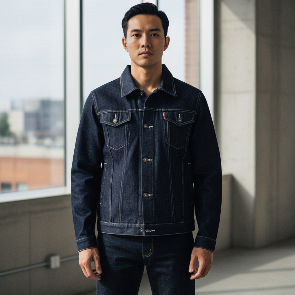 Jaket Vintage Raw Denim Blue Black | Raw Denim Vintage Jacket
