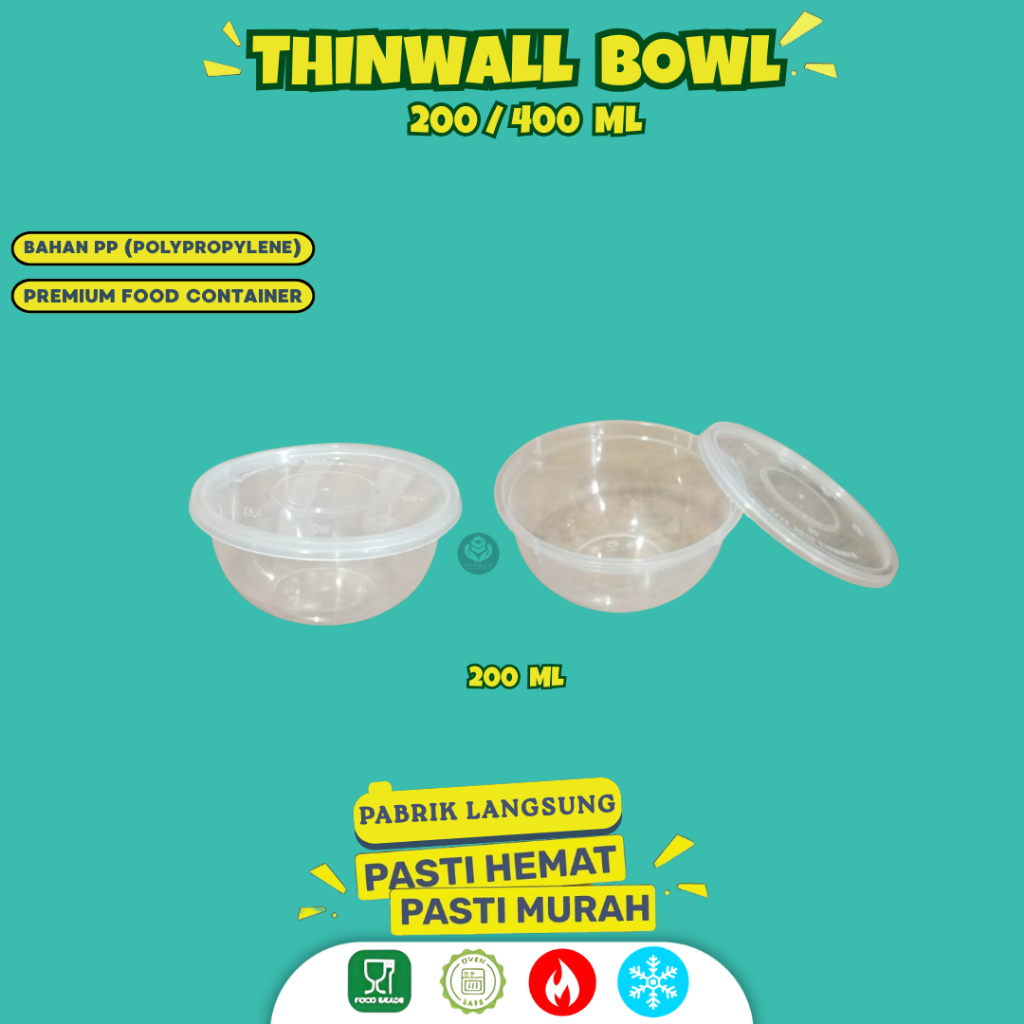 Thinwall Cup 200 Ml Thinwall Bulat 200 Ml Cup Puding 200 Ml (Isi 25 Pcs-BW200)
