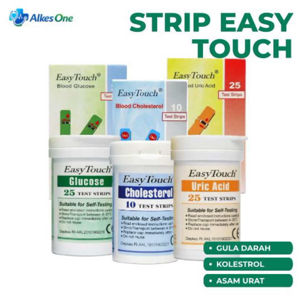 Strip Uji Gula Darah, Kolesterol, Asam Urat Easy Touch 3 in 1 Isi Ulang 10/2/10