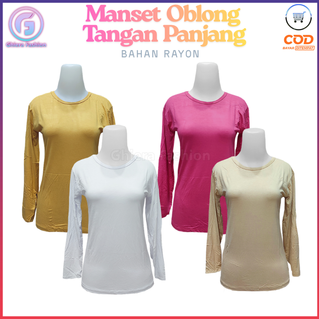 Manset Lengan Panjang Wanita Bahan Rayon Premium Kerah Leher O Neck Turtle Neck Polos Baju Dalaman W