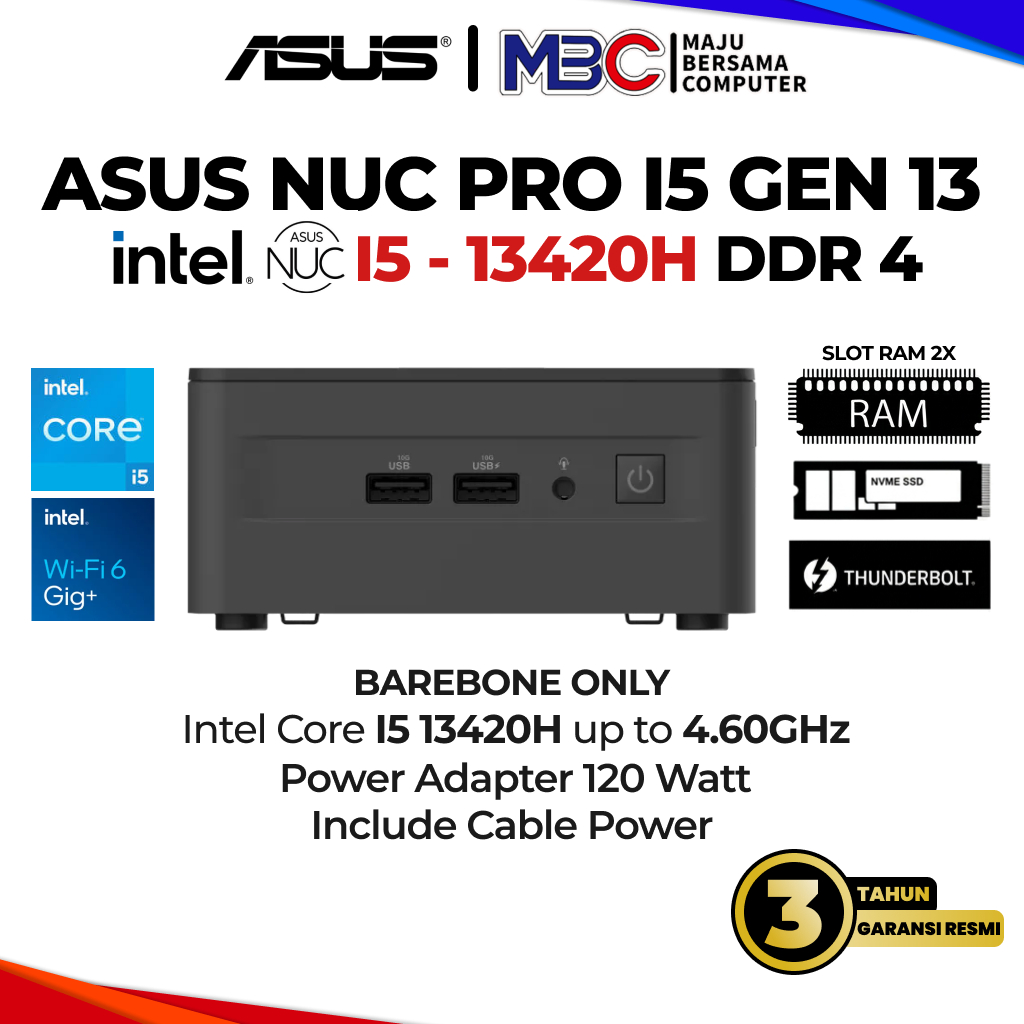 Mini PC ASUS NUC Pro 13 Intel Core i5 13420H DDR4 13ANHH50000I Barebone - Mini PC