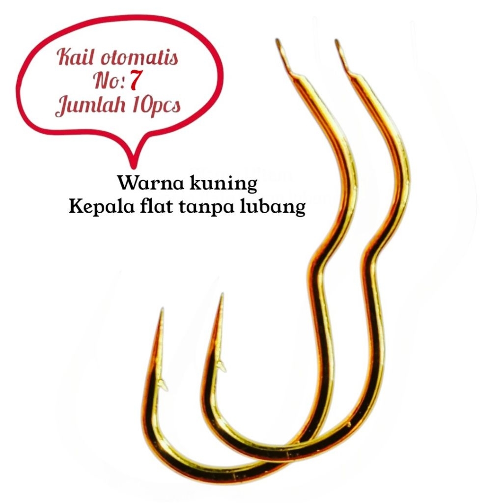 RF00 Kail pancing otomatis flip hook warna kuning No.7 kail anti mocel kepala flate non lubang