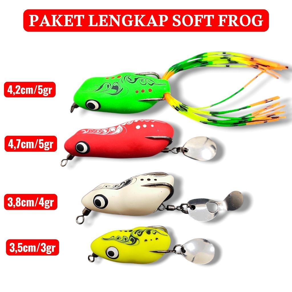 4 PCS PAKET LENGKAP SOFT FROG. umpan casting gabus. lure casting gabus