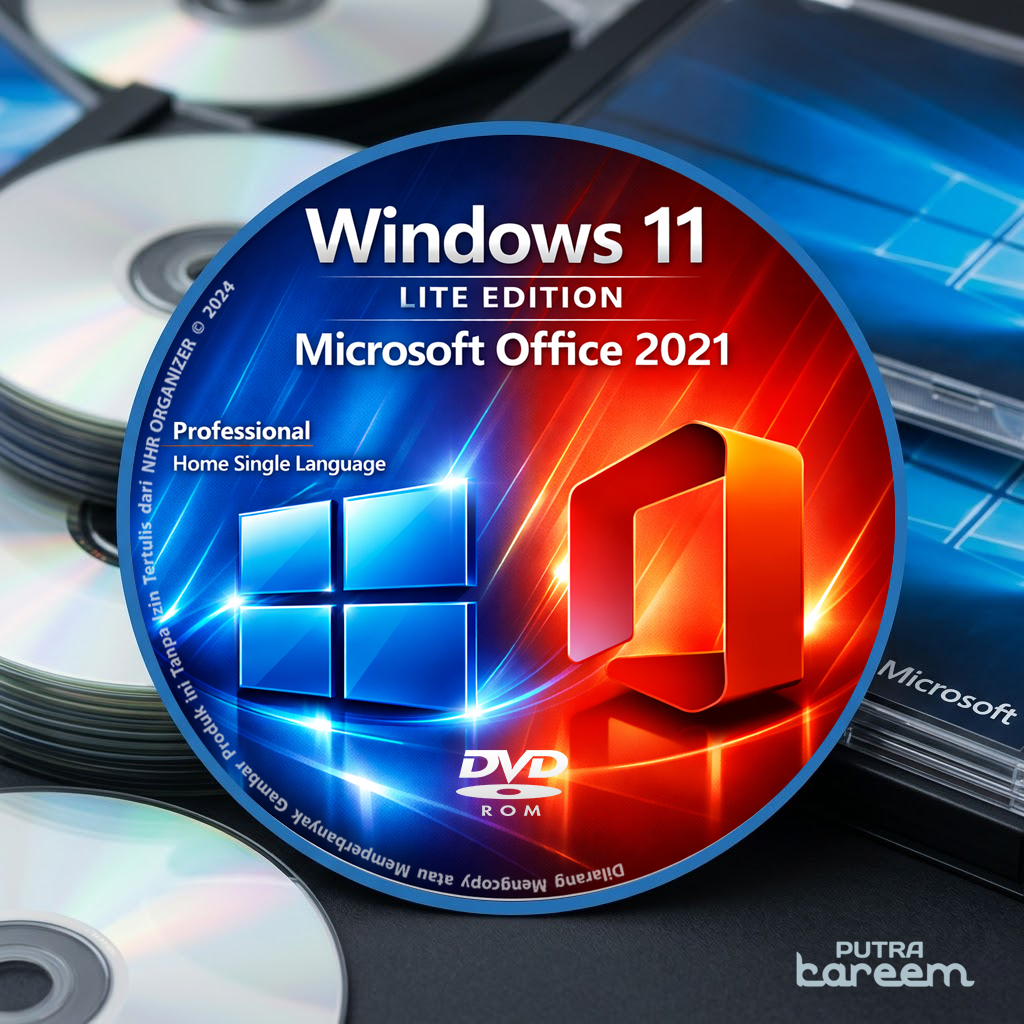 DVD Windows® 11 Pro/Home Single Language Lite + Office® 2021 Produk Key Lisensi