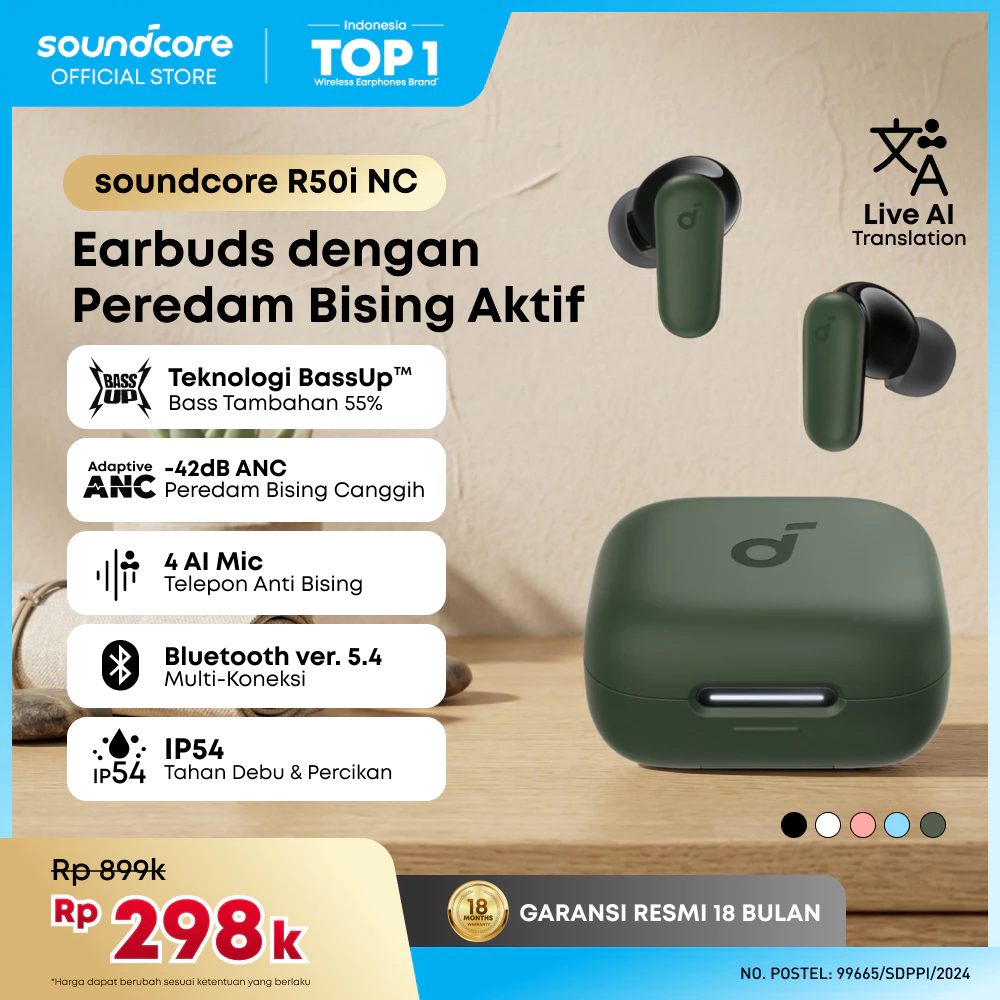 (NEW LAUNCH) Soundcore Anker R50i NC Earbuds Adaptive Noise Canceling Headset Earphone Bluetooth 5.4
