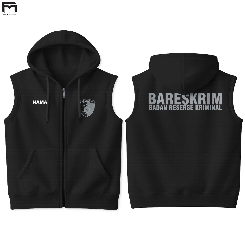 Rompi Vest Zipper Pria Custom Nama Jaket Bareskrim Badan Reserse Kriminal
