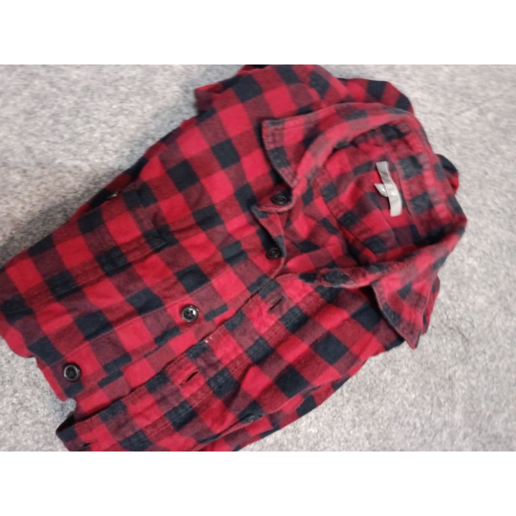 pl Kemeja Flanel Uniqlo Kotak Kotak Merah Hitam