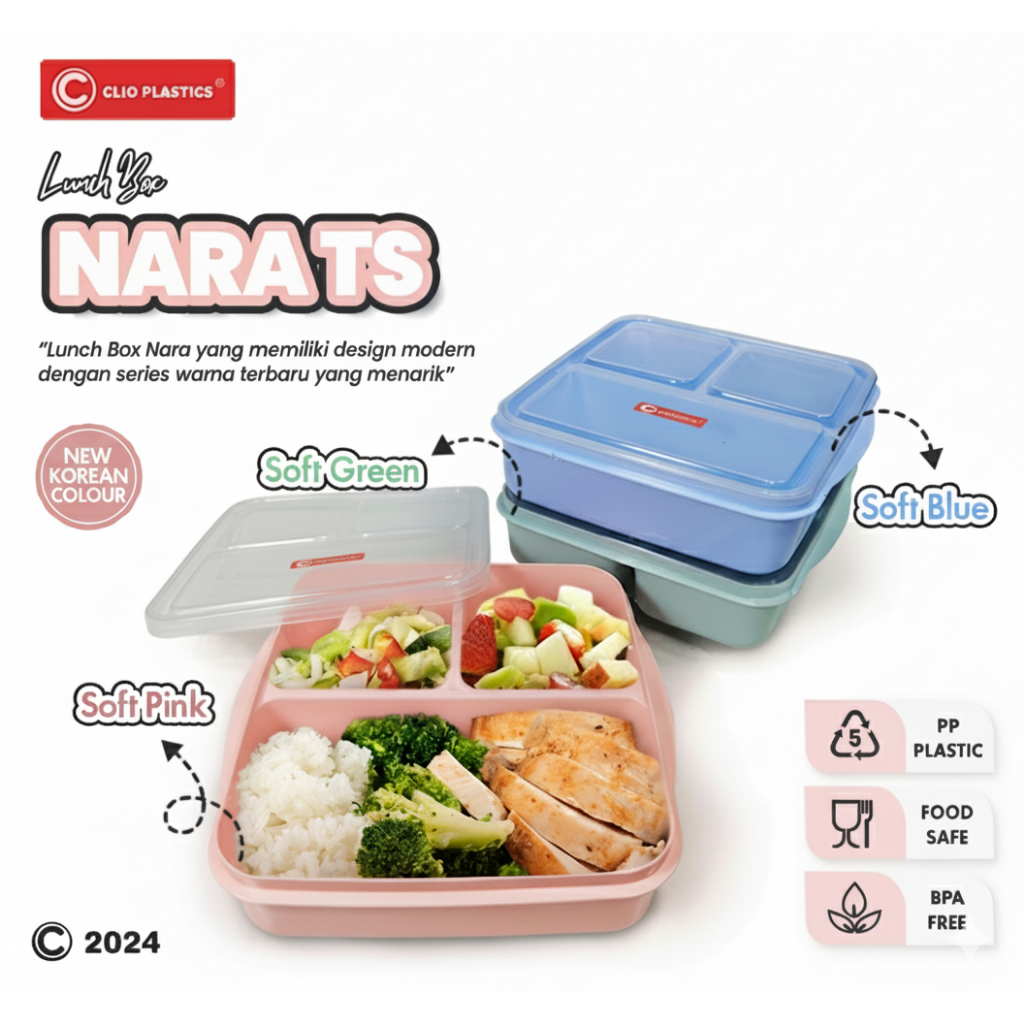 Lunch Box Nara TS Clio Tempat Kotak Makan Anak Wadah Bekal BPA FREE Souvenir Ultah
