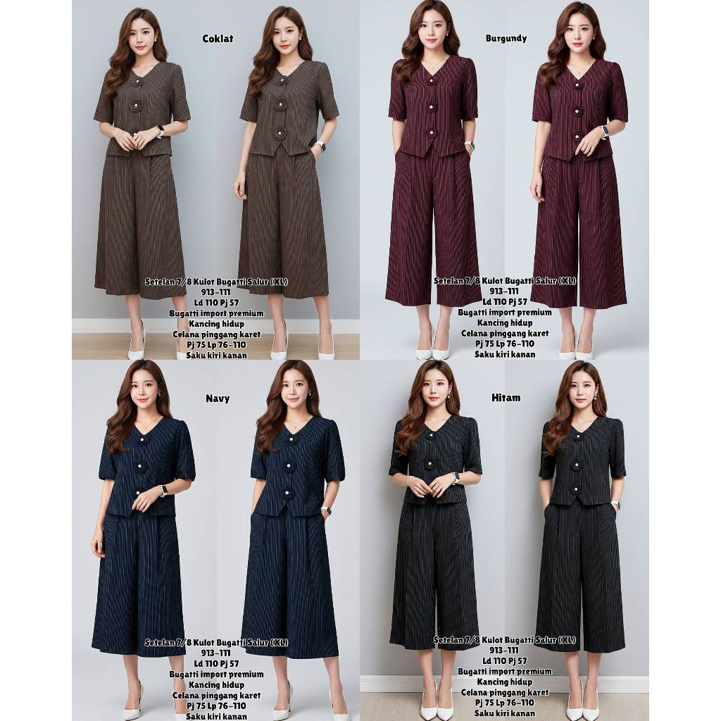 Setelan 913-111 Setelan 7/8 Kulot Bugatti Salur (XL) - GF