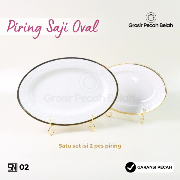Piring Saji Oval | Piring oval 2 pcs | Piring Keramik | Piring Saji Keramik 02 - Grosir Pecah Belah