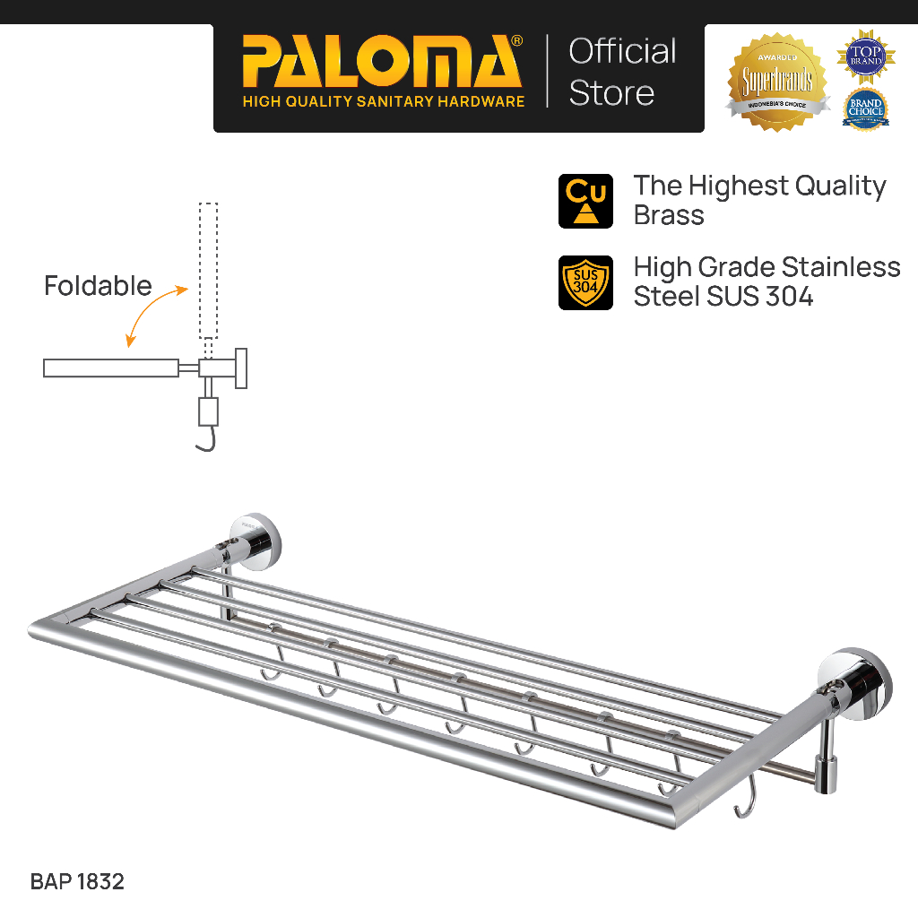 PALOMA BAP 1832 Rak Handuk Baju Gantungan Hanger Wall Dinding Kamar Mandi Brass Kuningan Stainless S