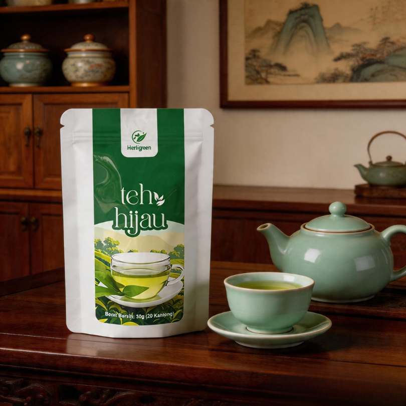 Teh Hijau Herbigreen Alami 100% Pelangsing Badan Obat Diet Ampuh BPOM | Teh Pelangsing, Teh Hijau Gr