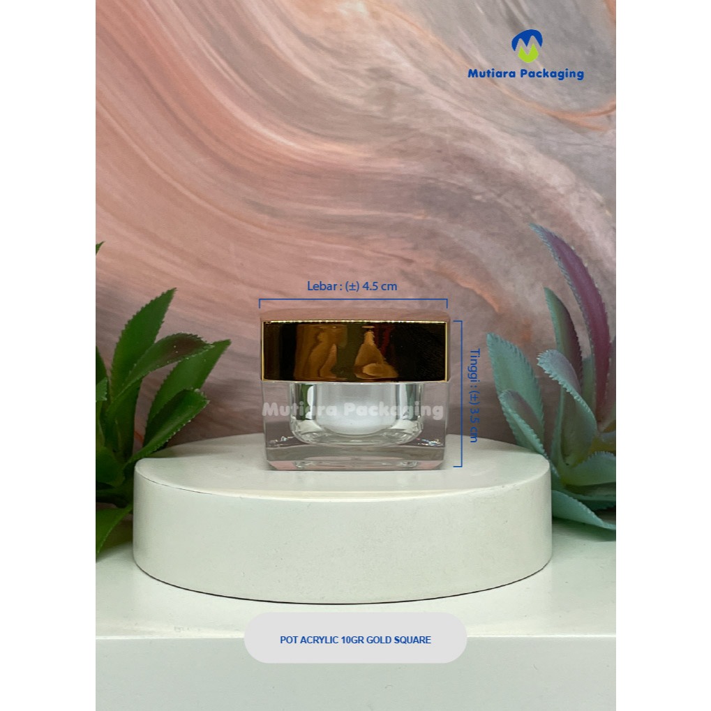 TERMURAH   POT ACRYLIC 10GR SQUARE GOLD- POT AKRILIK 10GR KOTAK EMAS- POT 10GR MEWAH - POT ACRYLIC K