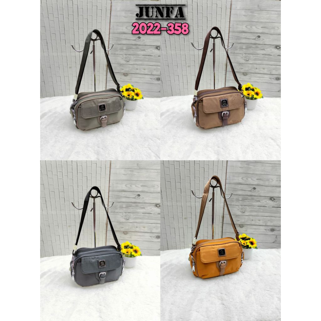Tas selempang wanita junfa mini bahan parasut 2022-358 original