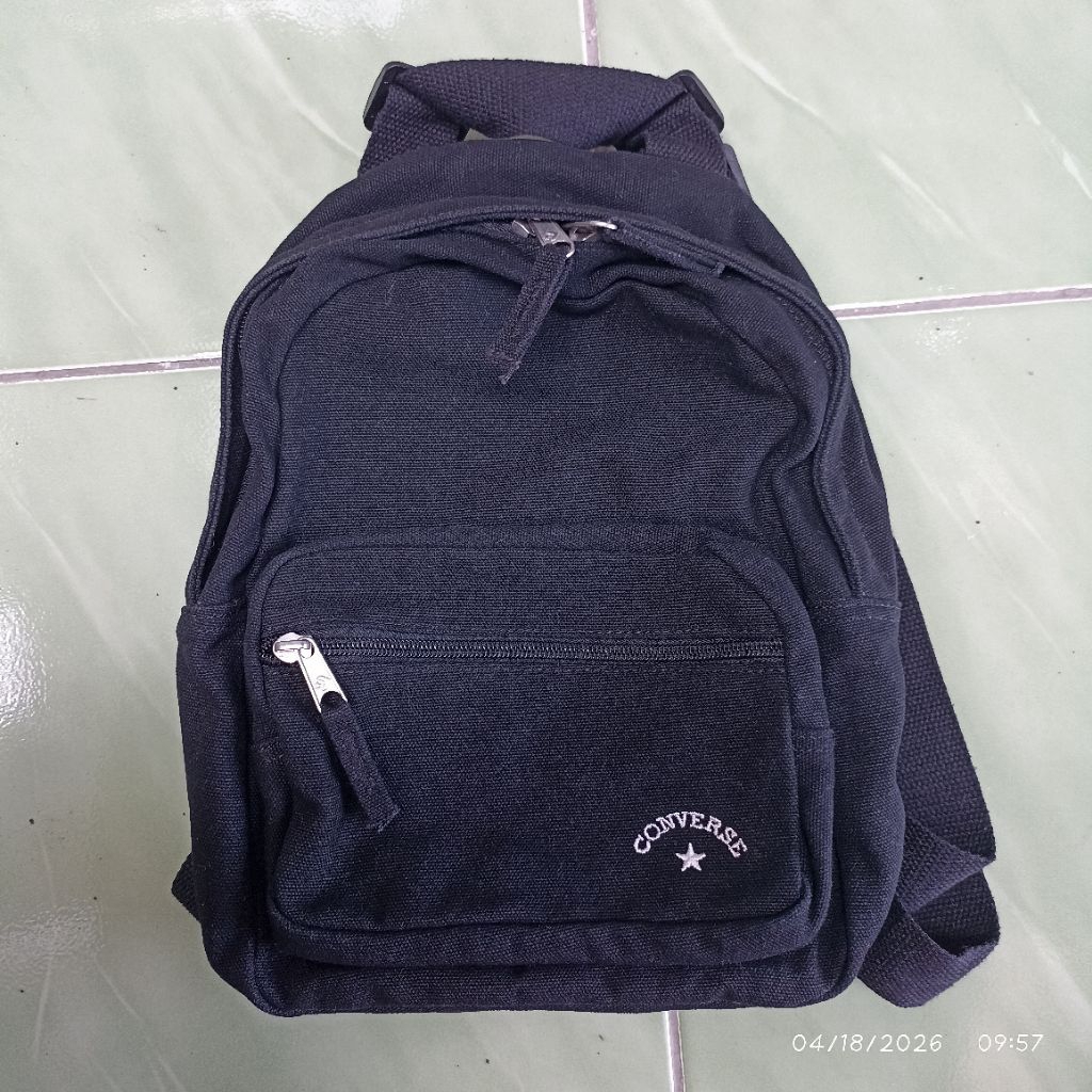 tas converse preloved mini backpack hitam