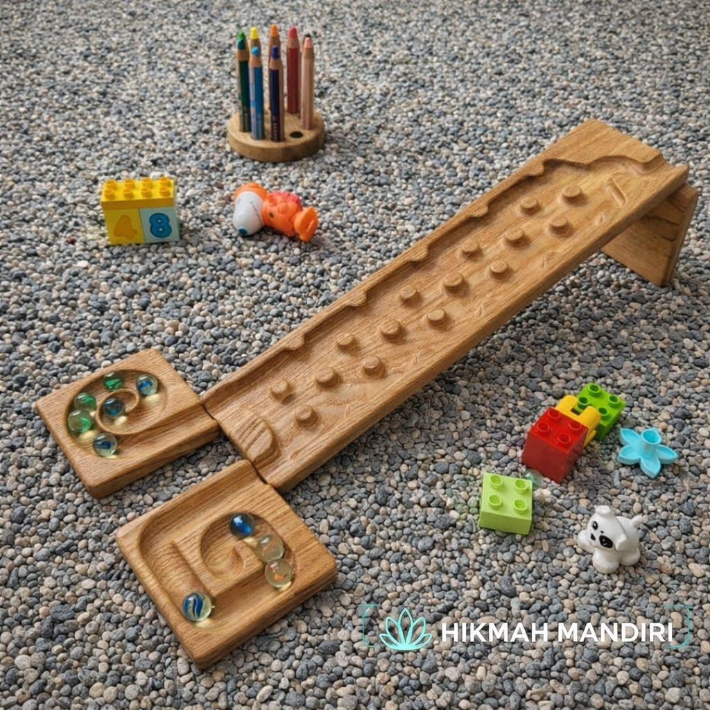Marble Run Kayu satu set – Seluncuran Kelereng