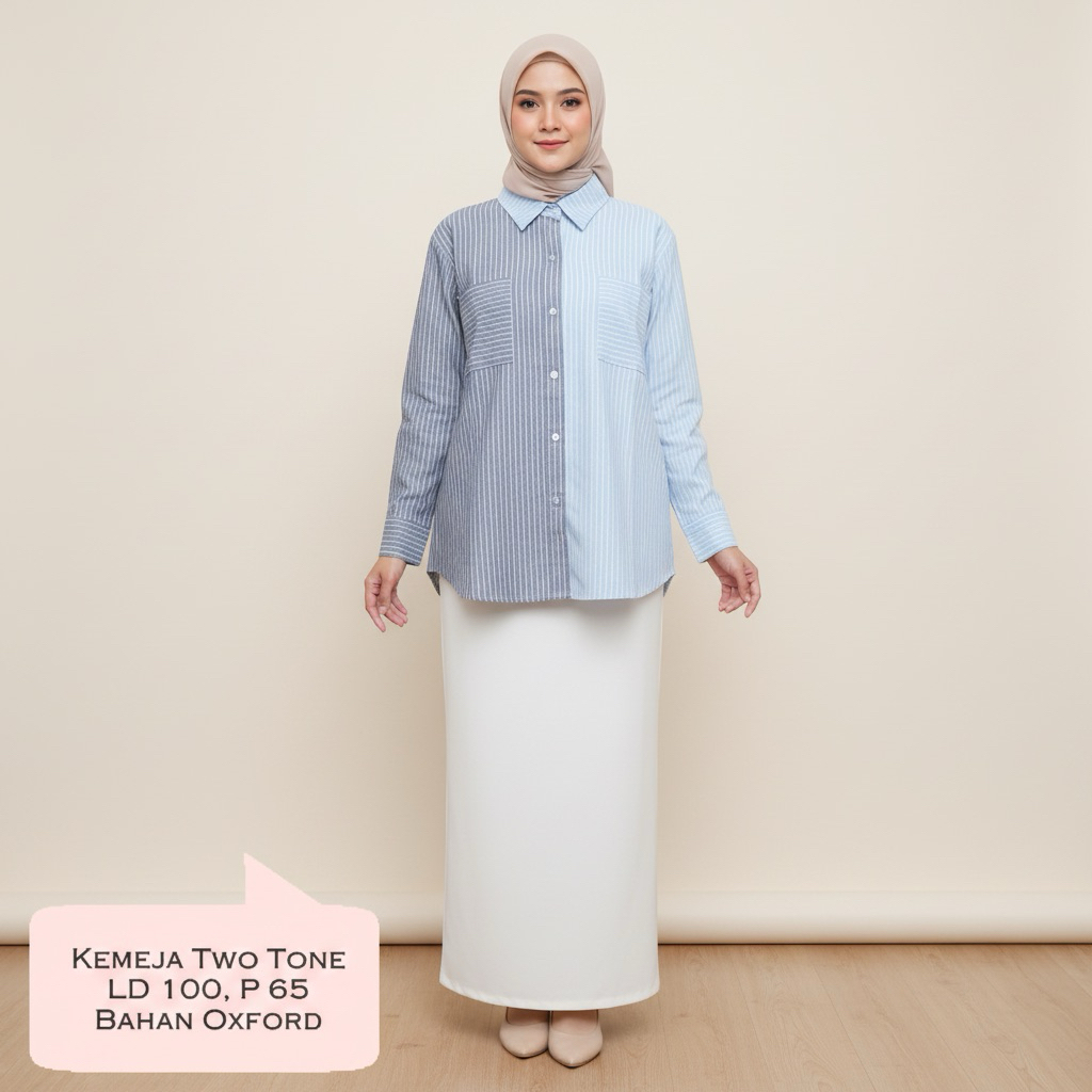 Kemeja Two Tone